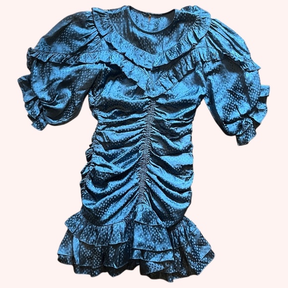 *MSRP $545  *NWT Magali Pascal PROVINCIAL BLUE Tiffin Mini Dress Size S Sample - Picture 1 of 16